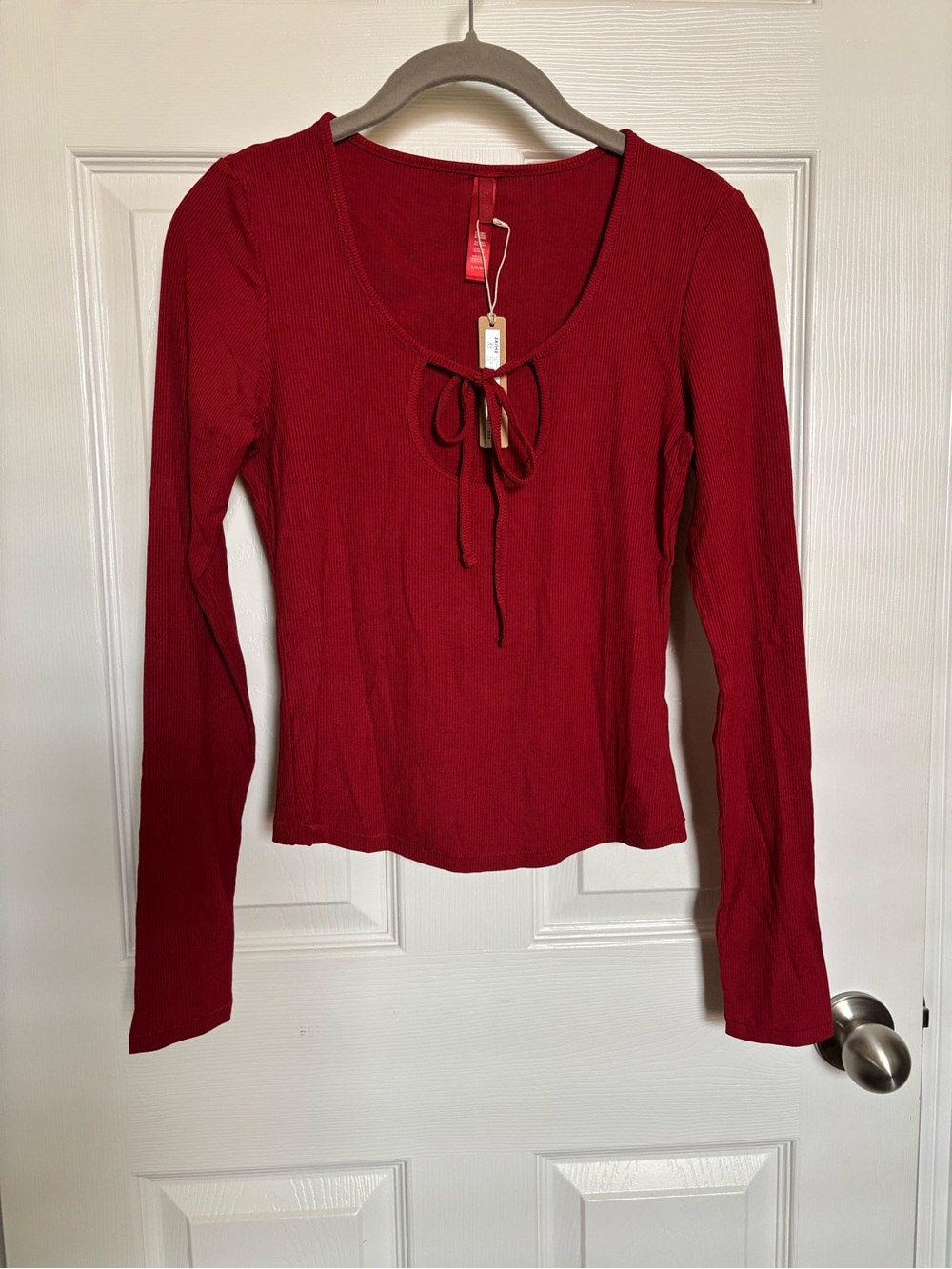 NWT SKIMS Soft Lounge Keyhole Top Brick Size Small S Ribbed Modal Long Sleeve